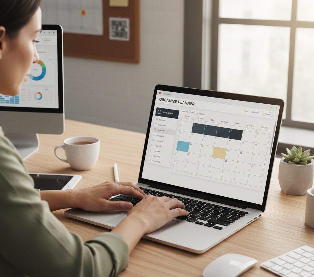 Focused remote worker using productivity hacks to avoid distractions