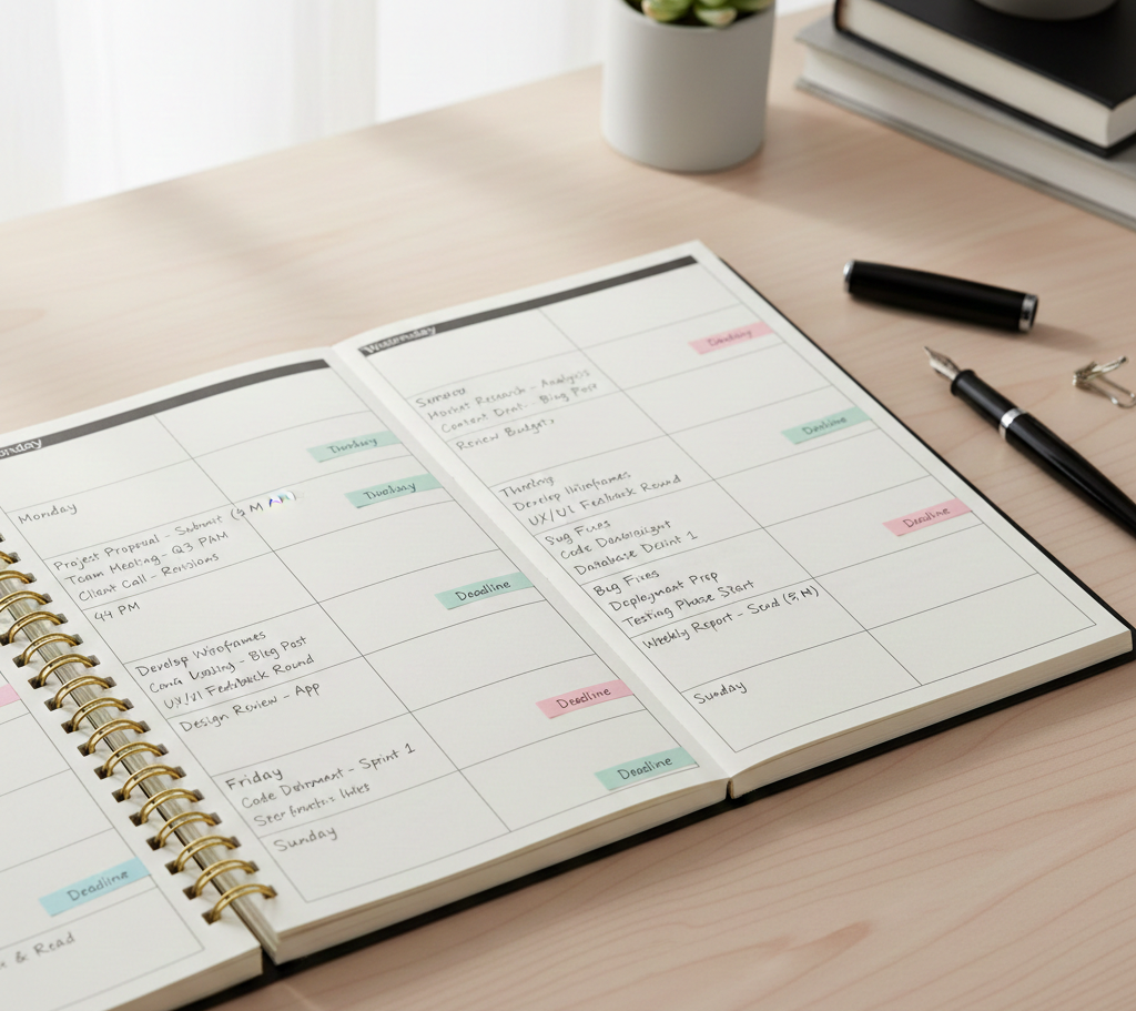Daily and weekly planning using time management skills